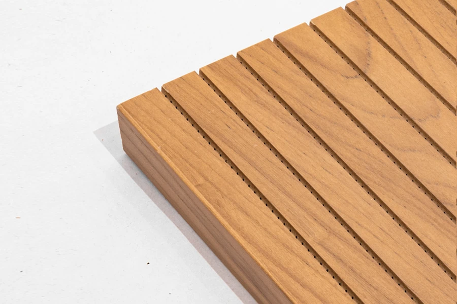 Close-up of a grooved panel